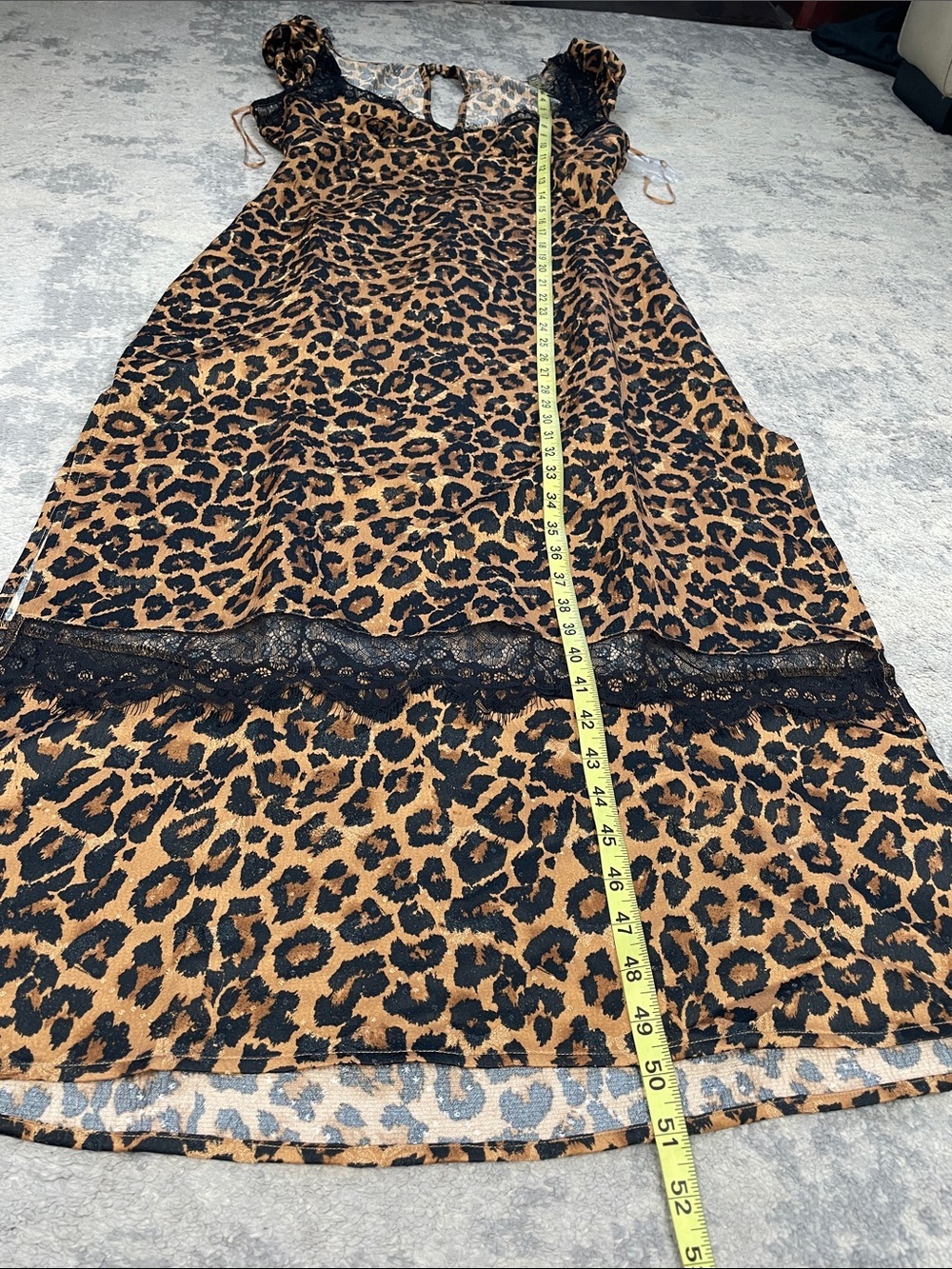 New Free People Foolish Heart Leopard Print Midi Dress Animal Lace Sz M - Picture 13 of 16